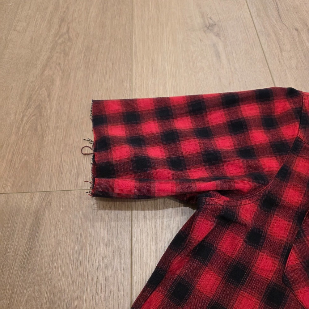 RRL Ralph Lauren Plaid Workshirt Mens XXL Western Sleeve & Hem Cut Distressed - Picture 5 of 16